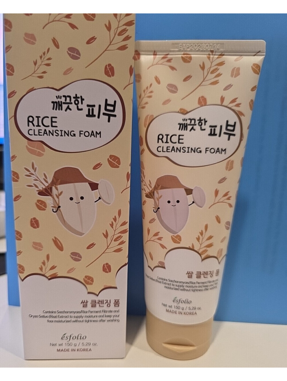 Esfolio Rice Cleansing Foam:Hyaluronic Acid 5.29 oz NIB